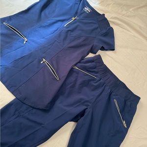 Heartsoul Navy Blue Scrubs with Gold Zippers